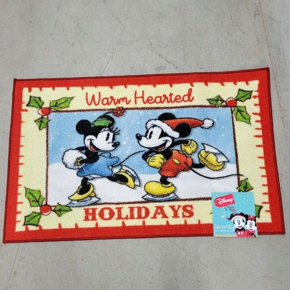 Disney Other - Disney Christmas Doormat Warm Hearted Holidays Mickey Minnie Accent Rug 20X32"